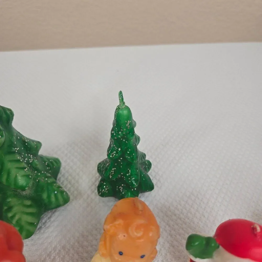 Vintage Gurly Halo Christmas Candle Lot 10 Santa Snowman Angel Tree Choir